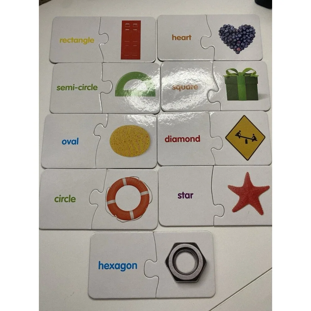 Pre K Kindergarten Homeschool Matching Flashcards Math Reading Shapes